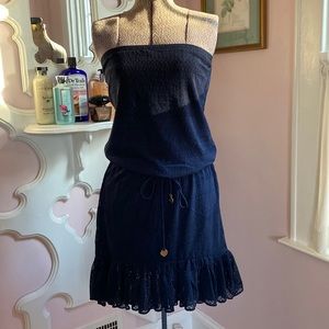 Women’s Juicy Couture High low Strapless Navy Eyelet Dress XS